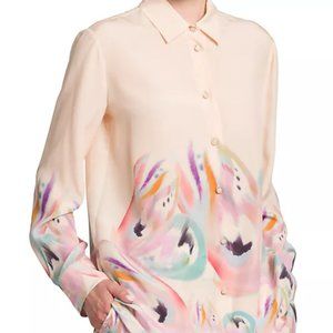 NWT$1,150 ETRO Silk Butterfly Wings Abstract Oversized Crepe Shirt Blouse 46, L